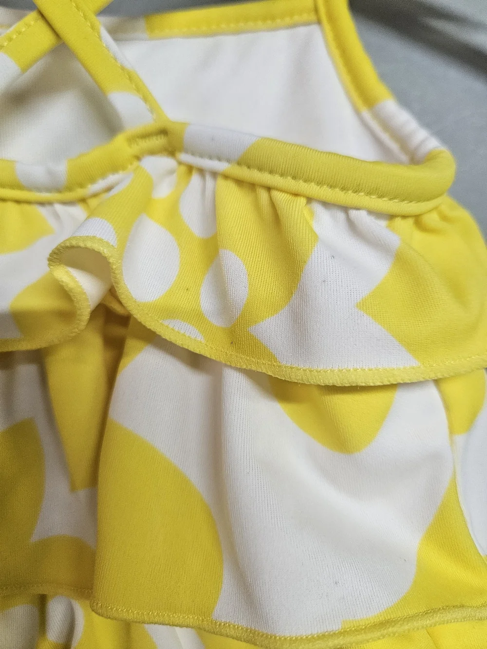 Carter's 3 MonthYellow and White Floral Ruffle One-Piece Swimsuit with Pink Rose